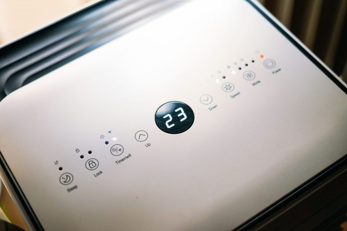 Solar inverter LCD display showing firmware settings menu