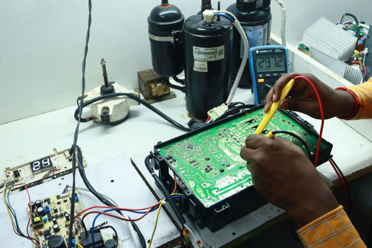Wall-mounted solar inverter with a digital display