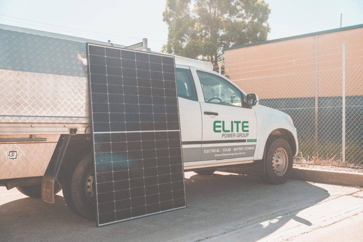 Home solar battery storage unit mounted on a wall