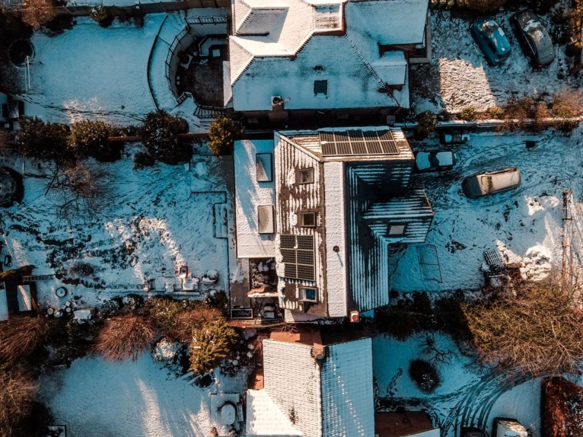 Rooftop solar panel array on a residential home