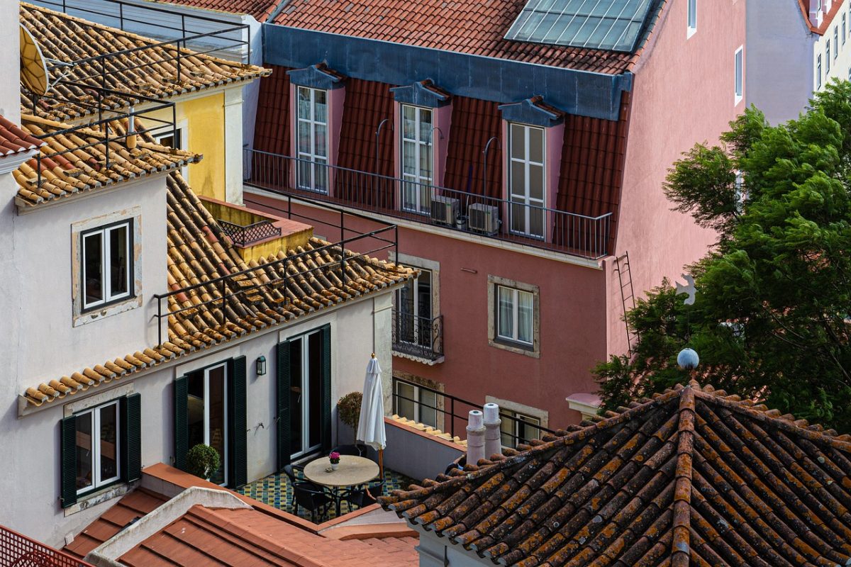 Rooftop solar panels tilted to face the sun in India