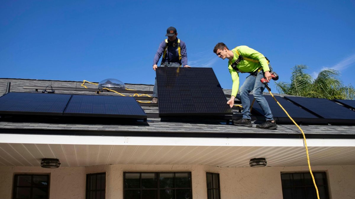 Rooftop solar panel array on an Indian home connected to the grid