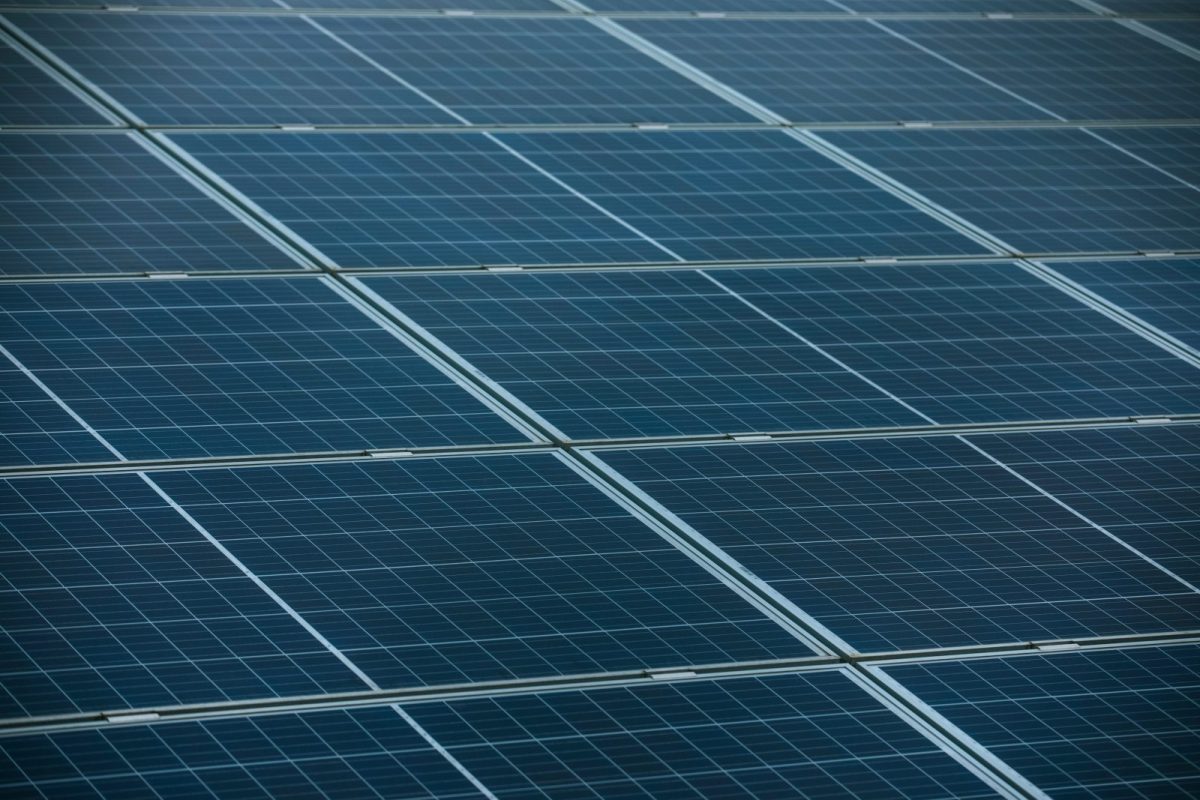 Rooftop solar panel array on a residential home
